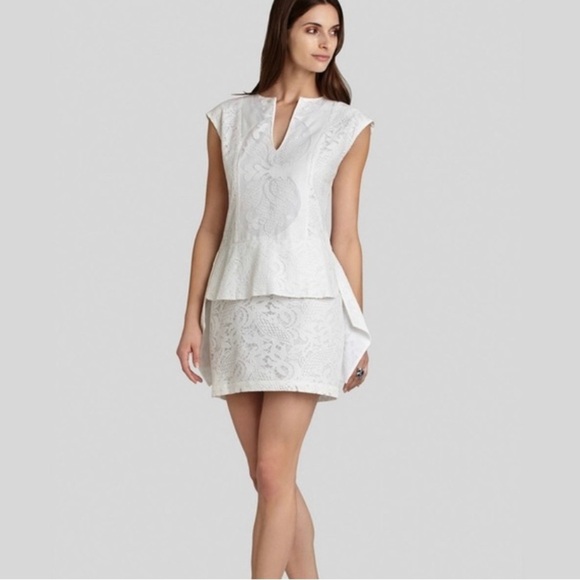 BCBGMAXAZRIA Isabel Lace Side Draped Peplum Mini Dress- NWT- 2 - Picture 1 of 16